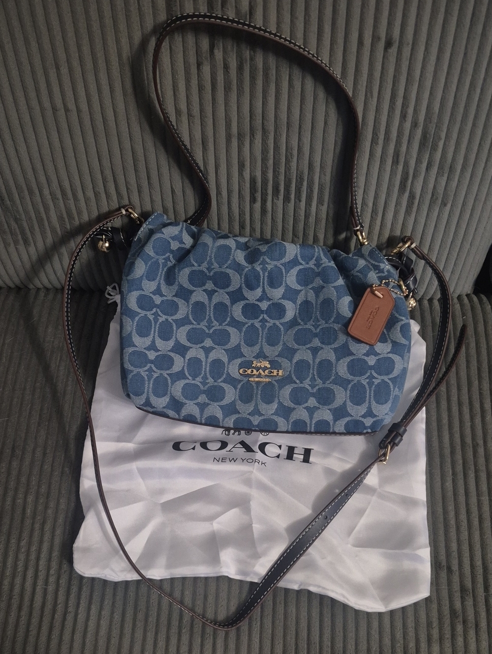Coach Faye Denim Blue Signature Shoulder/ Crossbody Bag